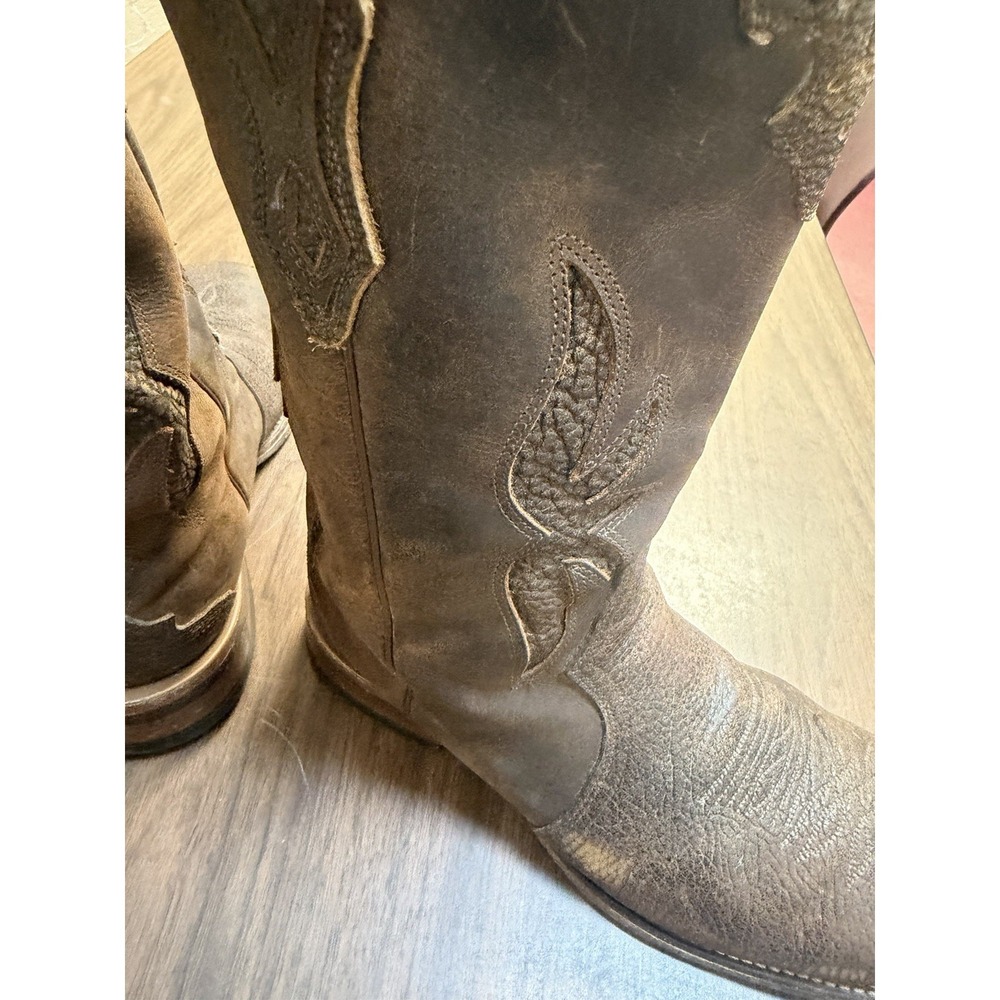 Vintage Boulet Men's Brown Leather Square Toe Western Boots Size US 11.5 E - Picture 5 of 10